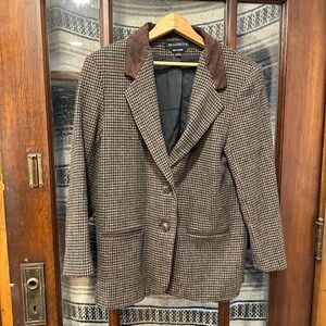 Vintage Wool Suede Houndstooth Blazer Dark Academia Poetcore Whimsygoth Tweed
